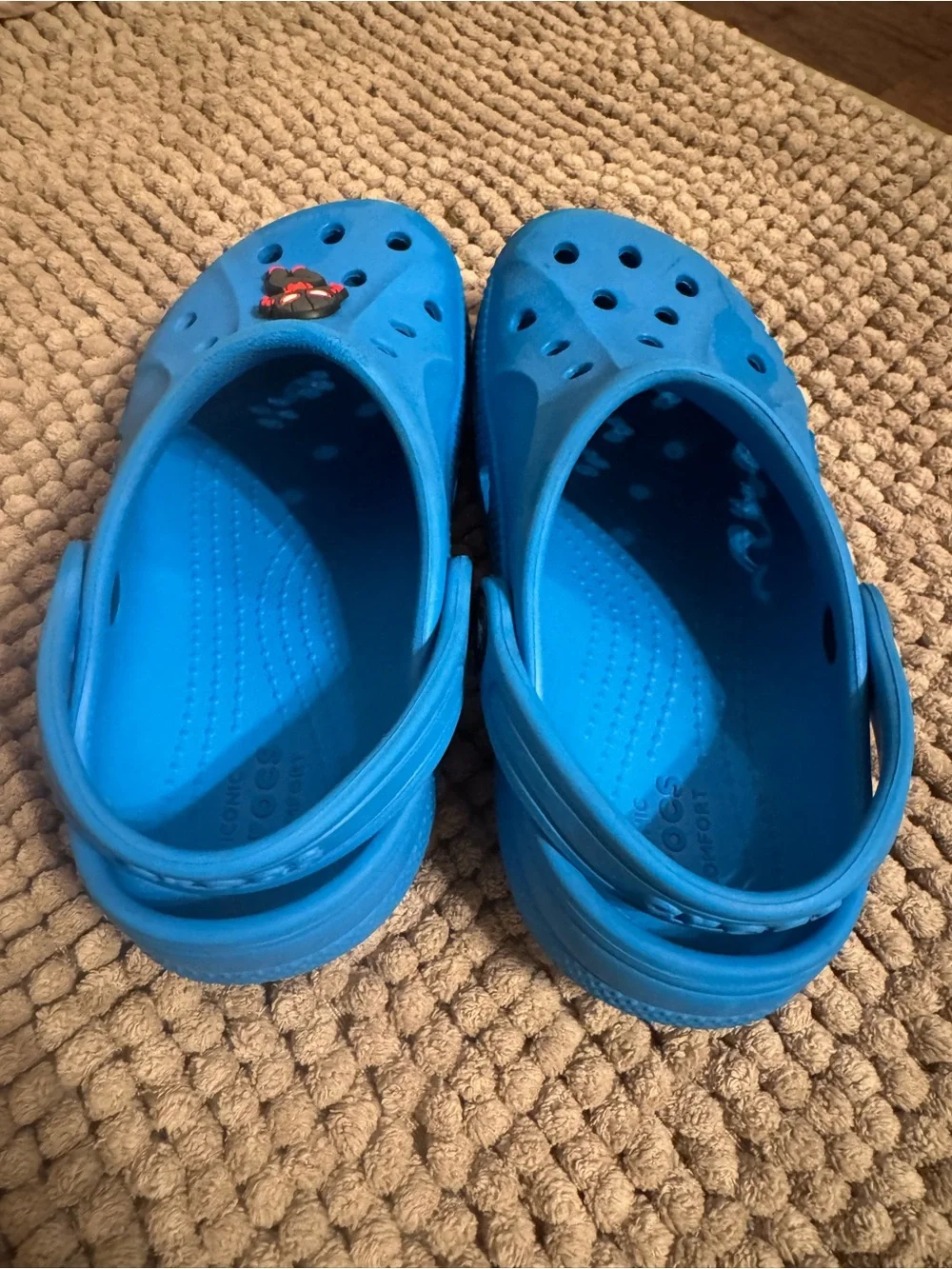 CROCS Kids Bright Blue Clog Sandals with Spider Hero Charm